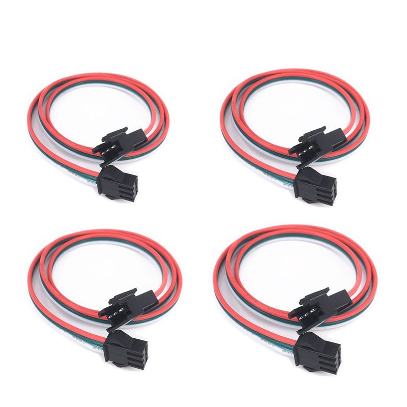 HUALAND 4 pcs/Pack 0.5M 1.64ft 3 Pin JST SM Male Female Plug LED Connector Cable for WS2812B WS2811 SK6812 Symphony LED Lights with connectorsï¼ŒSM3P Buckle Free Welding Plug Light Controller Wire - Image 1
